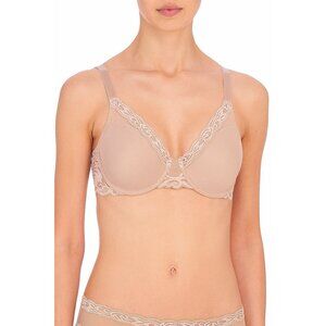 🆕NATORI Full Figure Deep Plunge Feathers UW T-Shirt Bra 42G Beige #741299